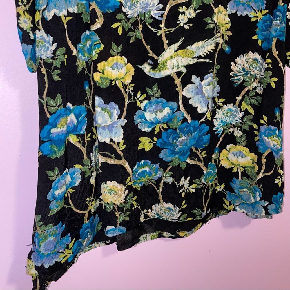 J Jill XLP Black Floral Blouse Short Sleeve Tunic Top - Picture 3 of 8